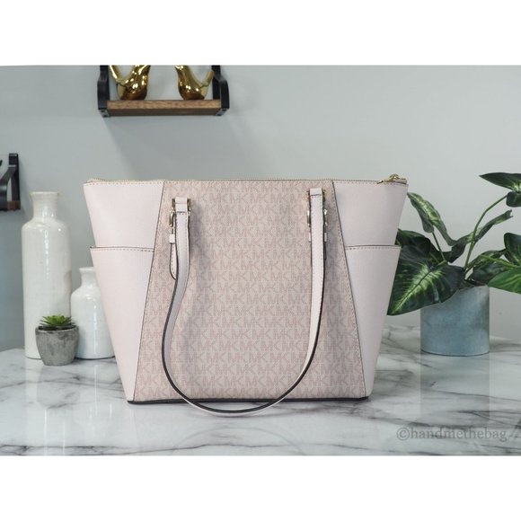 NWT Michael Kors Charlotte Ballet Signature PVC Large Top Zip Tote Shoulder Bag - Picture 2 of 9